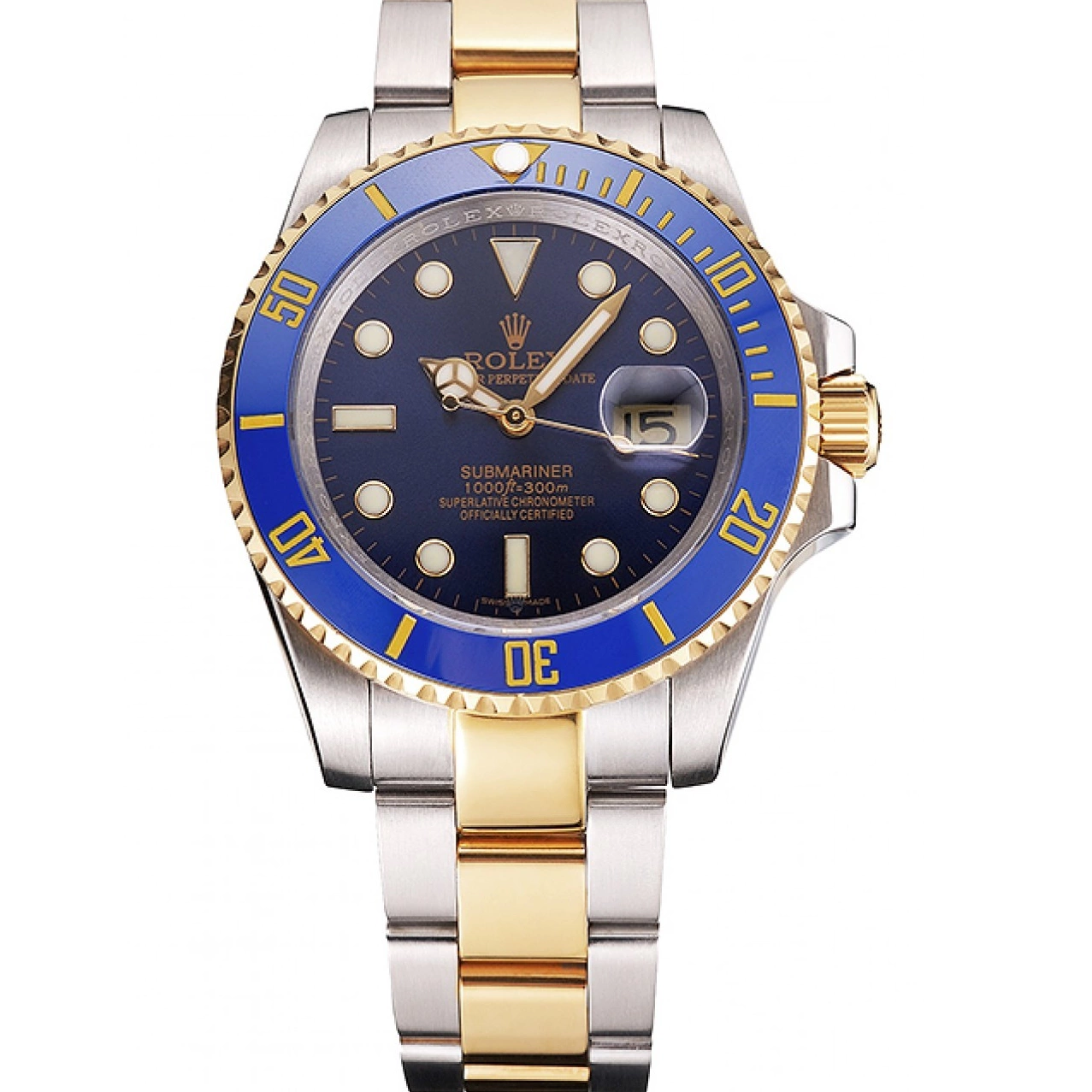 Aaa replica Gold Bezel Bracelet Two Submariner Tone Steel Dial And Blue Rolex Swiss 0522